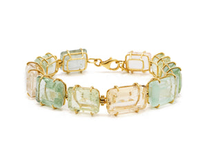 18 krt yellow gold bracelet set with 10 emerald Beryl