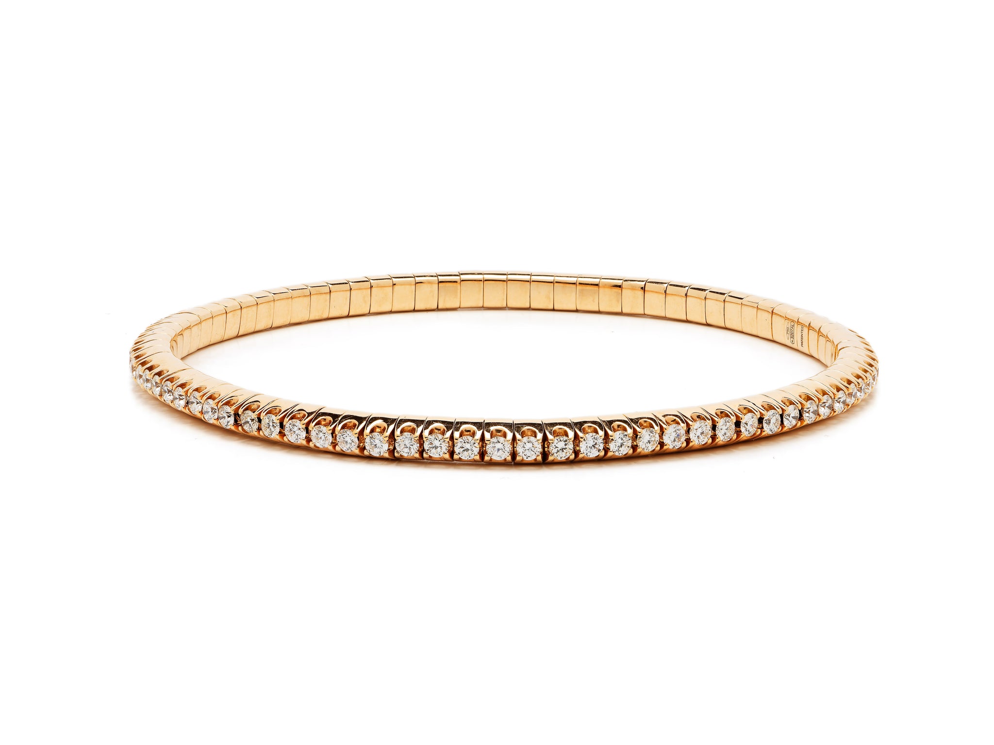 18 krt yellow gold flexible tennis bracelet set with 81 brilliant diamonds