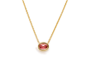 18 krt yellow gold anchor necklace set with oval pink Tourmaline pendant
