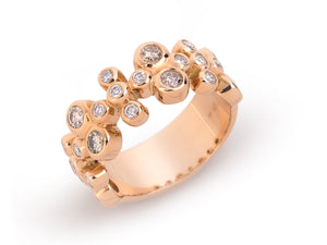 18 krt red gold ring set with 23 brilliant diamonds