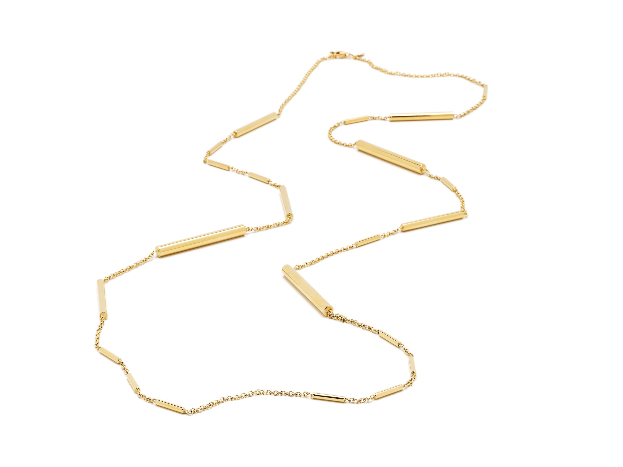 18 krt yellow gold chain with gold sticks (96 cm)