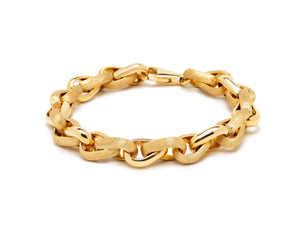 18 krt yellow gold satin and shiny link bracelet