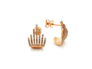 18 krt red gold ear studs set with 114 champagne brilliant diamonds