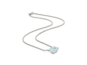18 krt white gold anchor necklace set with emerald Aquamarine