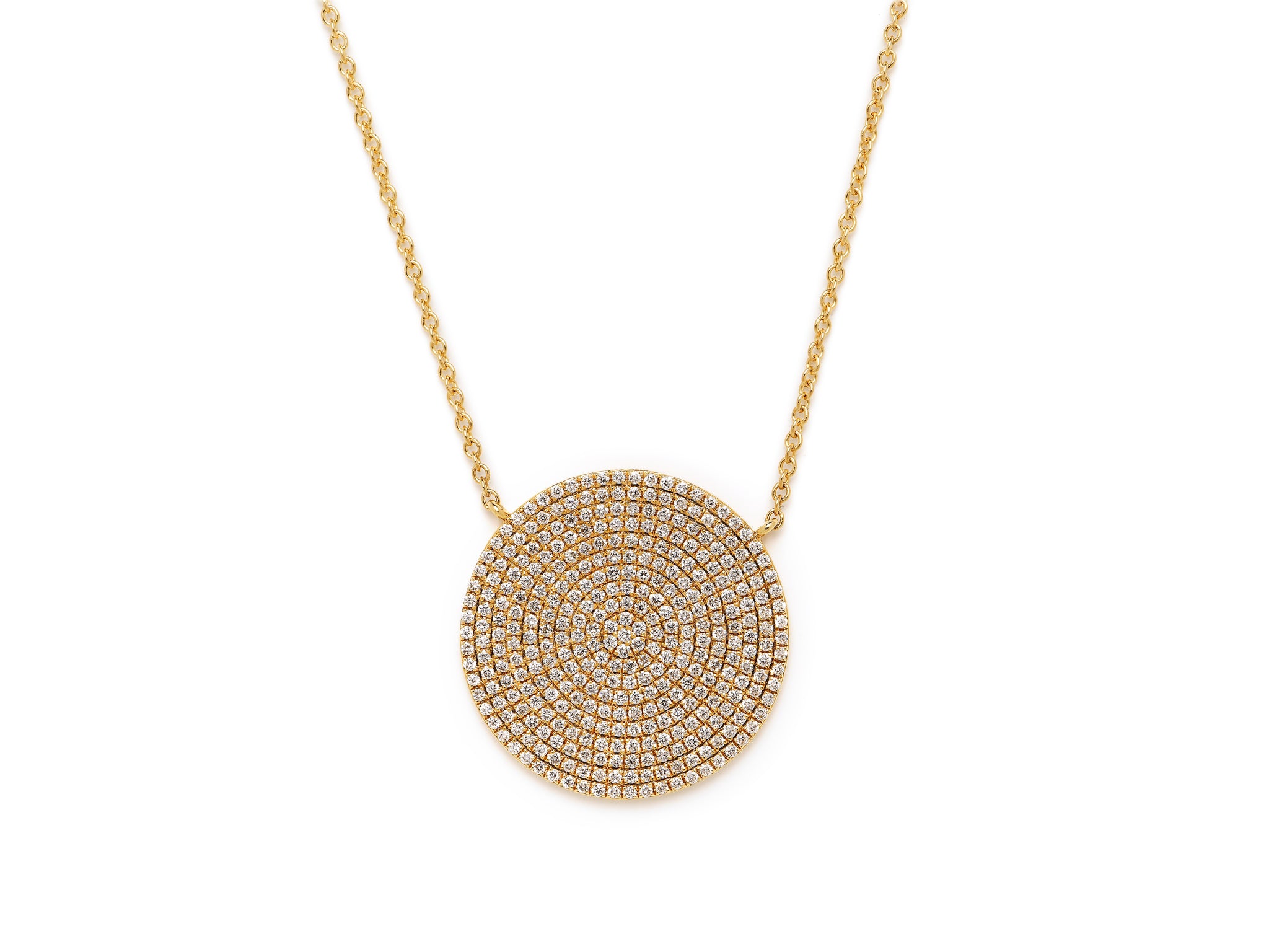 18 krt yellow gold necklace set with 347 brilliant diamonds (20 mm)
