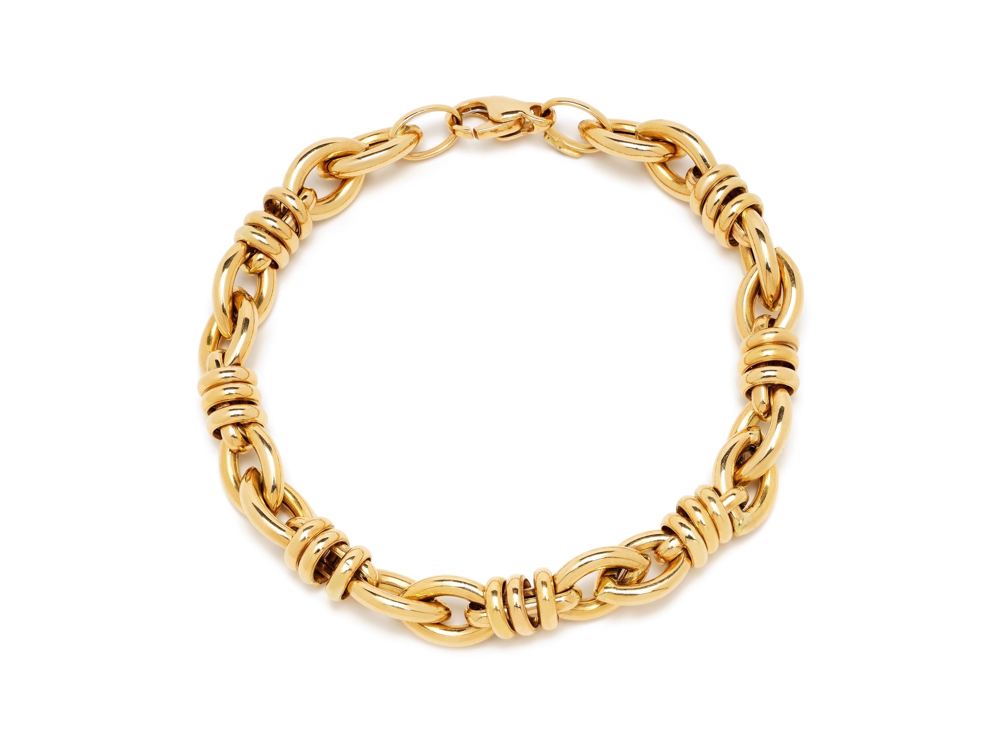 18 krt yellow gold fantasy link bracelet