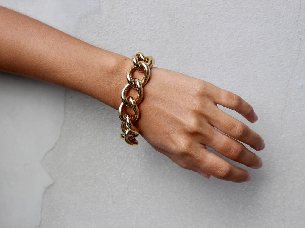18 krt yellow gold gourmet link bracelet