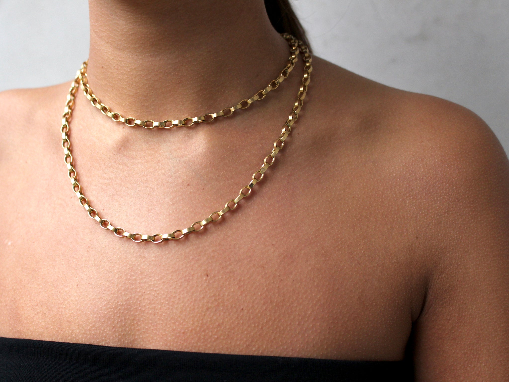 18 krt yellow gold oval jasseron link necklace